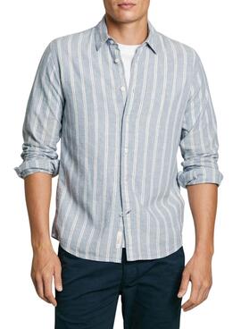 Camisa Pepe Jeans Artor lino rayas azul para hombre