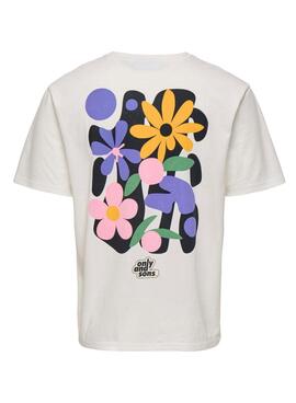 Camiseta Only and Sons Flower blanco para hombre