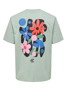 Camiseta Only and Sons Flower verde para hombre