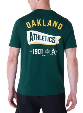 Camiseta New Era Athletics verde para hombre 