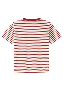 Camiseta Pepe Jeans James rayas rojo y beige