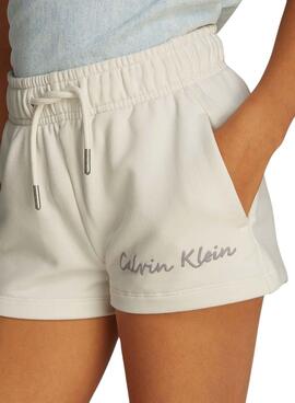 Shorts Calvin Klein Jeans Script blanco para niña