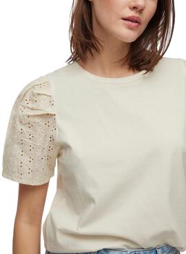 Camiseta Vila Merry beige para mujer