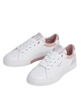 Zapatillas Pepe Jeans Kenton blanco y rosa niña