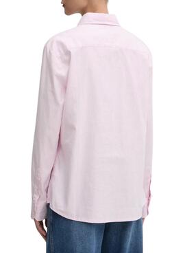 Camisa Tommy Jeans Oxford rayas rosa para mujer