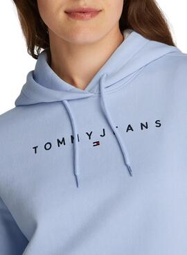 Sudadera Tommy Jeans Linear Hoodie azul para mujer