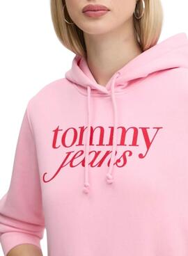 Sudadera Tommy Jeans Ess Logo rosa para mujer