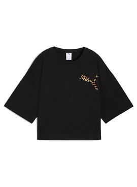 Camiseta Puma Leo Luxe negro para mujer