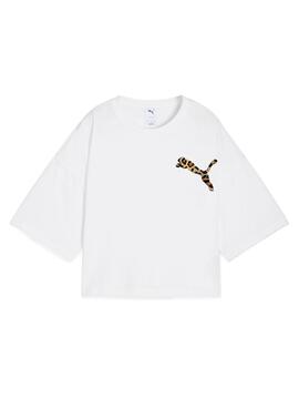 Camiseta Puma Leo Luxe blanco para mujer