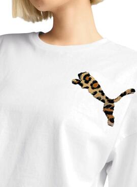 Camiseta Puma Leo Luxe blanco para mujer