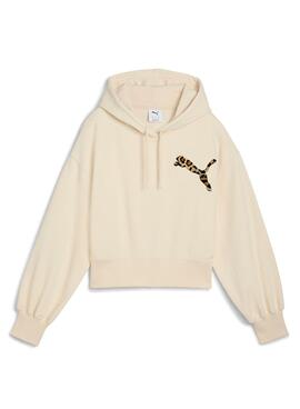 Sudadera Puma Leo Luxe beige para mujer