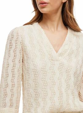 Blusa Vila Vilumena beige para mujer