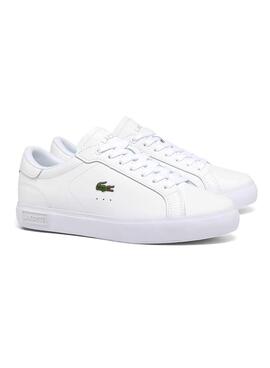 Zapatillas Lacoste Powercourt de piel blanco para mujer