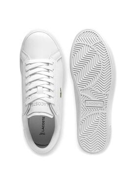 Zapatillas Lacoste Powercourt de piel blanco para mujer