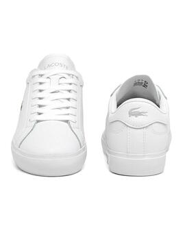 Zapatillas Lacoste Powercourt de piel blanco para mujer