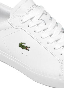 Zapatillas Lacoste Powercourt de piel blanco para mujer