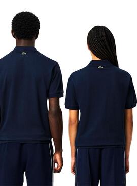 Polo Lacoste L.12.12 logo estampado marino para hombre y mujer