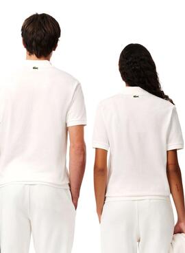 Polo Lacoste L.12.12 logo estampado blanco para hombre y mujer