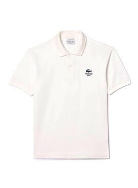 Polo Lacoste L.12.12 logo estampado blanco para hombre y mujer