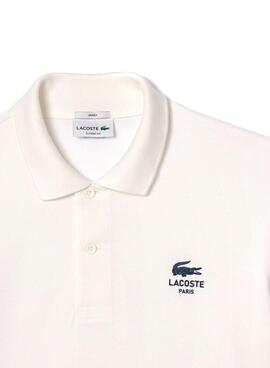 Polo Lacoste L.12.12 logo estampado blanco para hombre y mujer