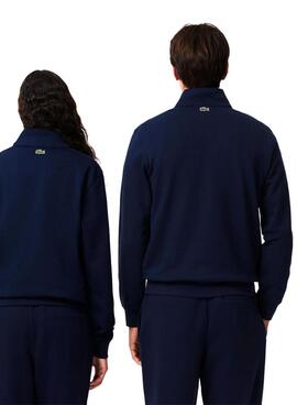 Sudadera Lacoste con cuello alto y cremallera marino para hombre y mujer