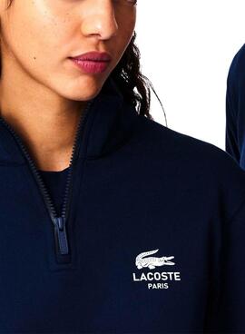 Sudadera Lacoste con cuello alto y cremallera marino para hombre y mujer