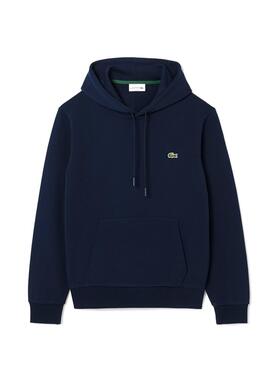 Sudadera Lacoste con capucha de felpa marino para hombre