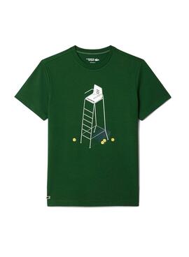 Camiseta Lacoste de tenis con estampado verde para hombre