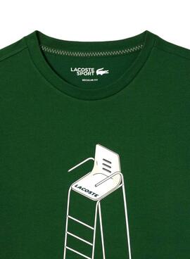 Camiseta Lacoste de tenis con estampado verde para hombre