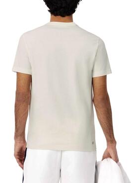 Camiseta Lacoste tenis con estampado René Lacoste beige para hombre