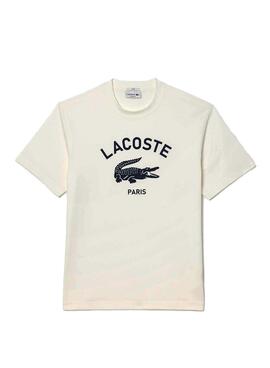 Camiseta Lacoste logo estampado blanco para hombre y mujer