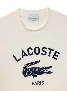 Camiseta Lacoste logo estampado blanco para hombre y mujer