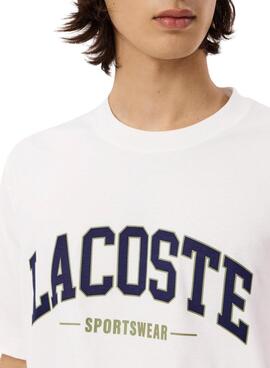 Camiseta Lacoste logo deportivo blanco para hombre