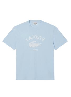 Camiseta Lacoste logo estampado azul para hombre y mujer