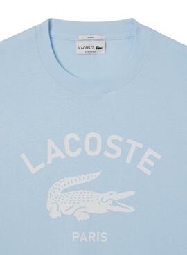 Camiseta Lacoste logo estampado azul para hombre y mujer