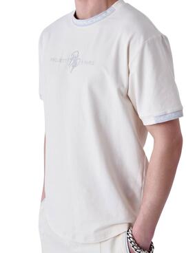 Camiseta Project x Paris logo frontal beige para hombre