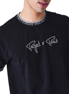 Camiseta Project X Paris logo bordado negro para hombre