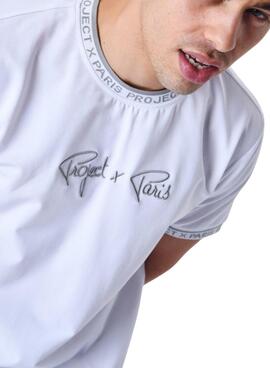 Camiseta Project X Paris logo bordado blanco para hombre