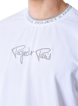 Camiseta Project X Paris logo bordado blanco para hombre