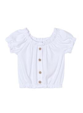 Camiseta Mayoral canalé blanco para niña