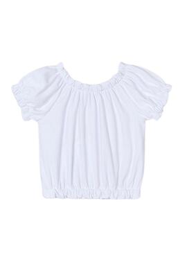 Camiseta Mayoral canalé blanco para niña