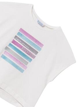 Camiseta Mayoral gráfica blanco para niña