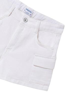 Pantalón corto Mayoral cargo sarga blanco niña