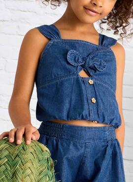 Top Mayoral fluido lazo denim para niña