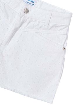 Pantalón corto Mayoral sarga blanco para niña