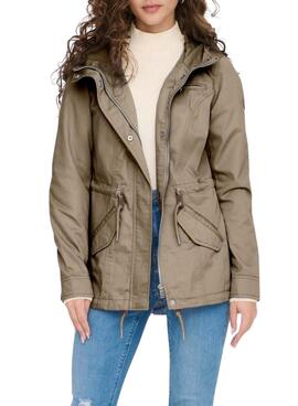 Parka Only Lorca marrón para mujer