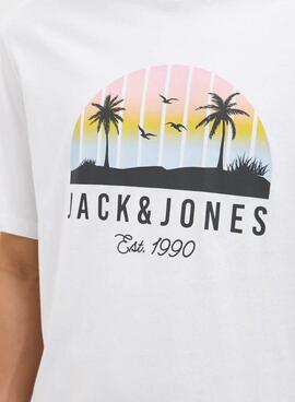 Camiseta Jack and Jones Palm blanco para hombre