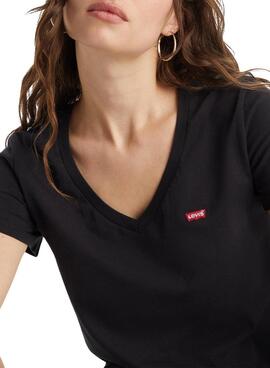 Camiseta Levi's Perfect V Neck negro para mujer