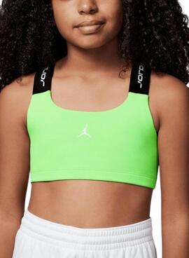 Top Jordan Bra Indy Dri-FIT verde para niña