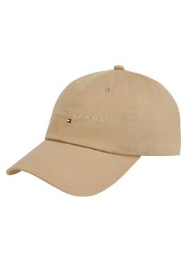 Gorra Tommy Jeans Linear beige para hombre y mujer